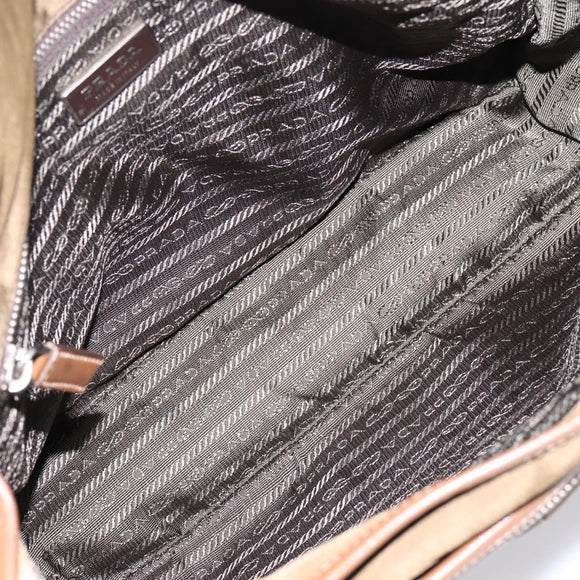 PRADA Shoulder Bag Nylon Khaki Silver Auth bs36961