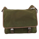 PRADA Shoulder Bag Nylon Khaki Silver Auth bs36961-2