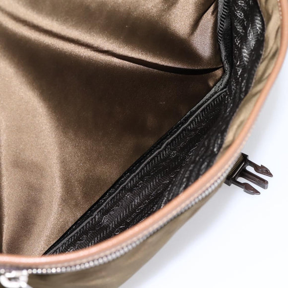 PRADA Shoulder Bag Nylon Khaki Silver Auth bs36961