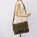 PRADA Shoulder Bag Nylon Khaki Silver Auth bs36961-28