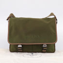 PRADA Shoulder Bag Nylon Khaki Silver Auth bs36961-29
