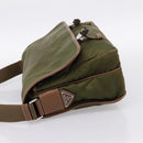 PRADA Shoulder Bag Nylon Khaki Silver Auth bs36961-4