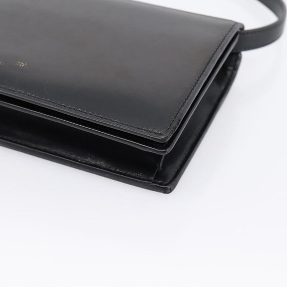 SAINT LAURENT Shoulder Bag Leather Black Gold Auth bs36963