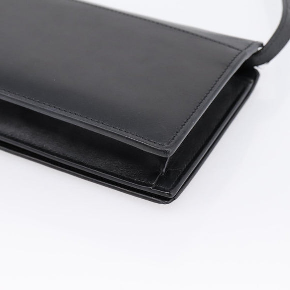 SAINT LAURENT Shoulder Bag Leather Black Gold Auth bs36963