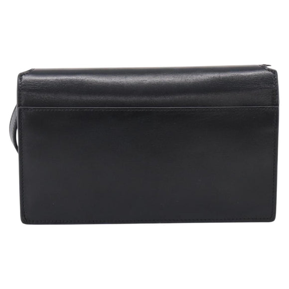 SAINT LAURENT Shoulder Bag Leather Black Gold Auth bs36963