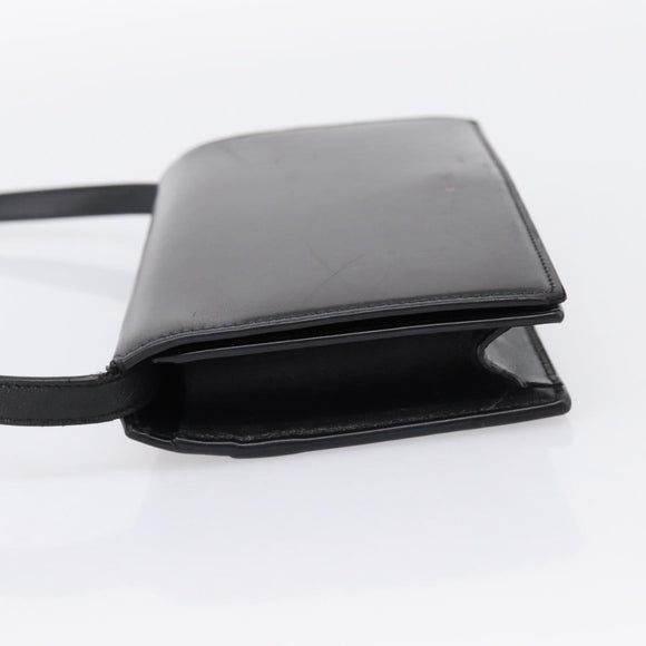 SAINT LAURENT Shoulder Bag Leather Black Gold Auth bs36963