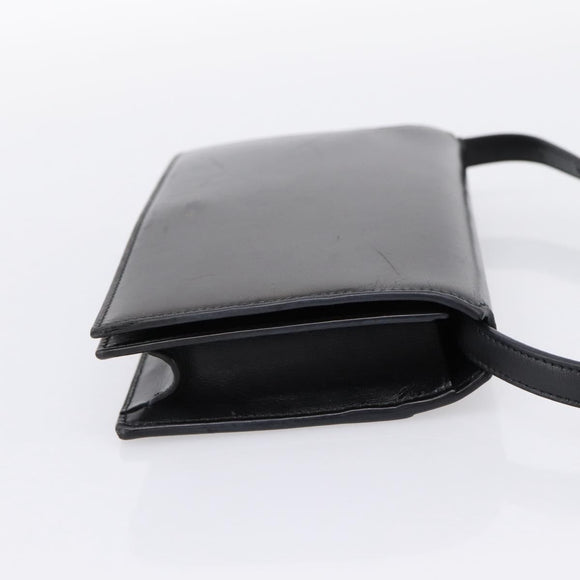 SAINT LAURENT Shoulder Bag Leather Black Gold Auth bs36963