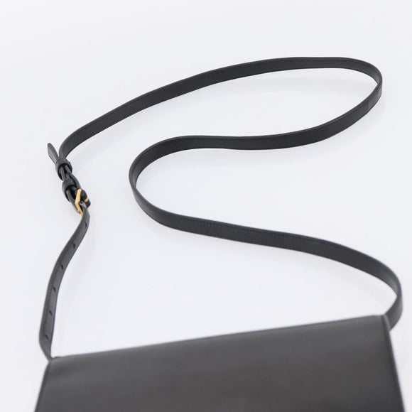 SAINT LAURENT Shoulder Bag Leather Black Gold Auth bs36963