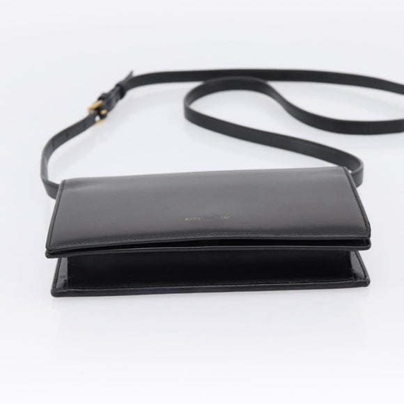 SAINT LAURENT Shoulder Bag Leather Black Gold Auth bs36963
