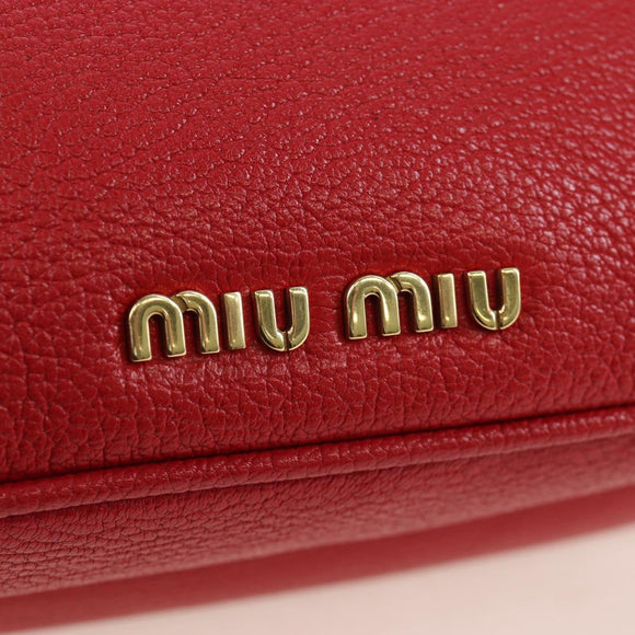 Miu Miu Shoulder Bag Leather Red Gold Auth bs36964V