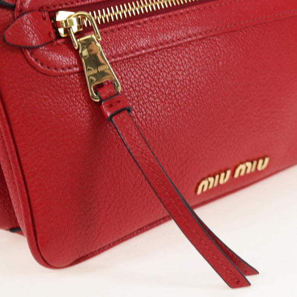 Miu Miu Shoulder Bag Leather Red Gold Auth bs36964V