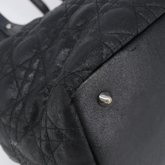 Christian Dior Canage Hand Bag Coated Canvas Black Silver Auth bs36970