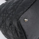 Christian Dior Canage Hand Bag Coated Canvas Black Silver Auth bs36970-14