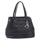 Christian Dior Canage Hand Bag Coated Canvas Black Silver Auth bs36970-2