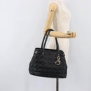 Christian Dior Canage Hand Bag Coated Canvas Black Silver Auth bs36970-23