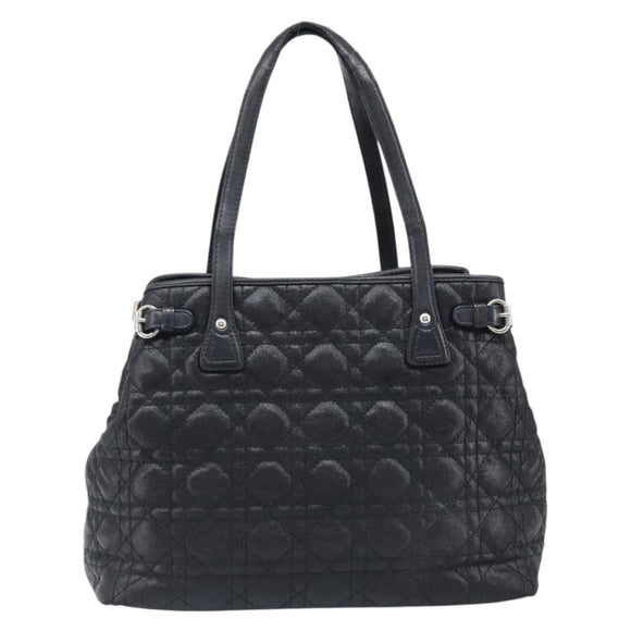 Christian Dior Canage Hand Bag Coated Canvas Black Silver Auth bs36970