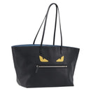 FENDI Tote Bag Leather Black Silver Auth bs36971-1