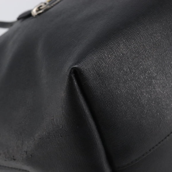 FENDI Tote Bag Leather Black Silver Auth bs36971