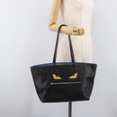 FENDI Tote Bag Leather Black Silver Auth bs36971-24