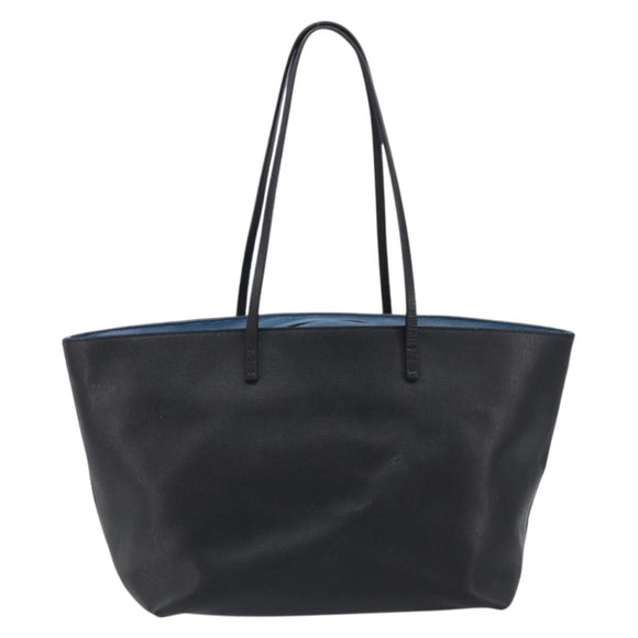 FENDI Tote Bag Leather Black Silver Auth bs36971