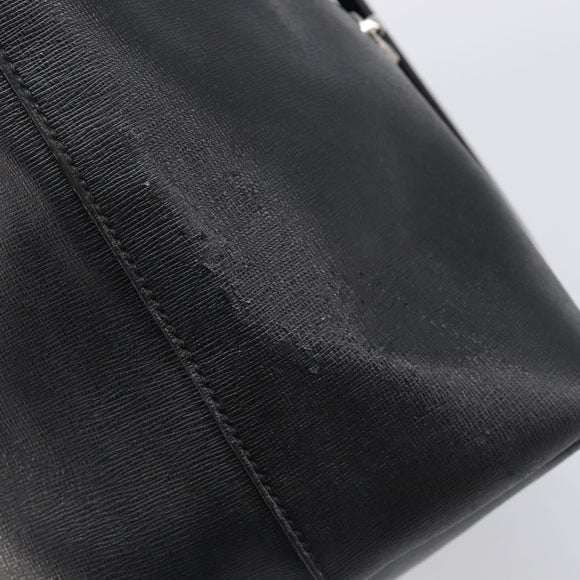 FENDI Tote Bag Leather Black Silver Auth bs36971