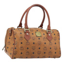 MCM Vicetos Logogram Hand Bag PVC Leather Brown Gold Auth bs36972-1