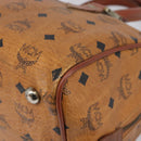 MCM Vicetos Logogram Hand Bag PVC Leather Brown Gold Auth bs36972-9