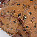 MCM Vicetos Logogram Hand Bag PVC Leather Brown Gold Auth bs36972-14