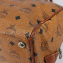 MCM Vicetos Logogram Hand Bag PVC Leather Brown Gold Auth bs36972-15