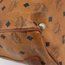 MCM Vicetos Logogram Hand Bag PVC Leather Brown Gold Auth bs36972-16