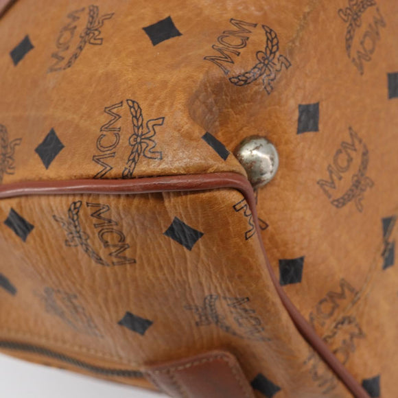 MCM Vicetos Logogram Hand Bag PVC Leather Brown Gold Auth bs36972