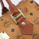 MCM Vicetos Logogram Hand Bag PVC Leather Brown Gold Auth bs36972-10