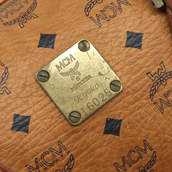 MCM Vicetos Logogram Hand Bag PVC Leather Brown Gold Auth bs36972