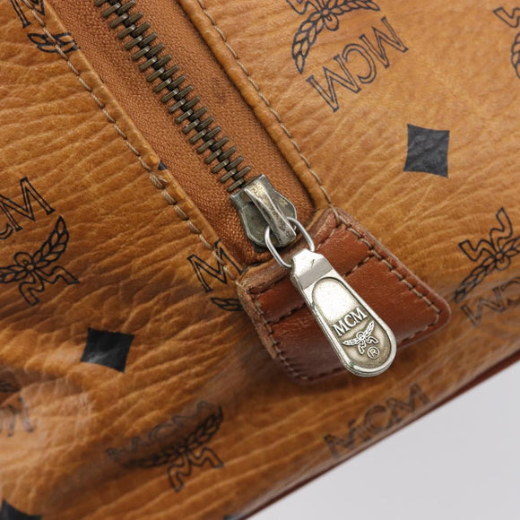 MCM Vicetos Logogram Hand Bag PVC Leather Brown Gold Auth bs36972