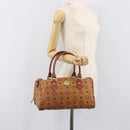 MCM Vicetos Logogram Hand Bag PVC Leather Brown Gold Auth bs36972-23