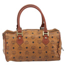 MCM Vicetos Logogram Hand Bag PVC Leather Brown Gold Auth bs36972-2