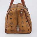 MCM Vicetos Logogram Hand Bag PVC Leather Brown Gold Auth bs36972-3