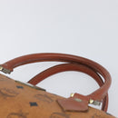 MCM Vicetos Logogram Hand Bag PVC Leather Brown Gold Auth bs36972-8