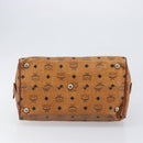 MCM Vicetos Logogram Hand Bag PVC Leather Brown Gold Auth bs36972-5