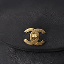 CHANEL Backpack Caviar Skin Black Gold CC Auth bs36973-16