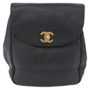 CHANEL Backpack Caviar Skin Black Gold CC Auth bs36973-2