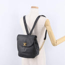 CHANEL Backpack Caviar Skin Black Gold CC Auth bs36973-28