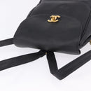 CHANEL Backpack Caviar Skin Black Gold CC Auth bs36973-7