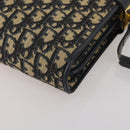 Christian Dior Trotter Canvas Shoulder Bag Navy Gold Auth bs36975-10