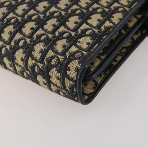 Christian Dior Trotter Canvas Shoulder Bag Navy Gold Auth bs36975