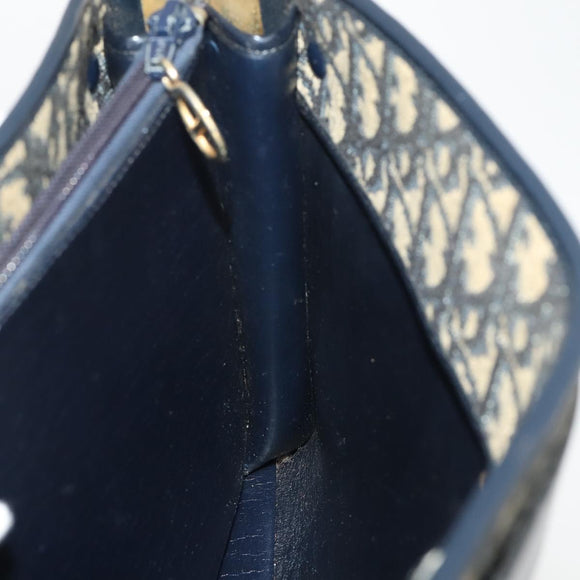 Christian Dior Trotter Canvas Shoulder Bag Navy Gold Auth bs36975