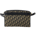 Christian Dior Trotter Canvas Shoulder Bag Navy Gold Auth bs36975-2