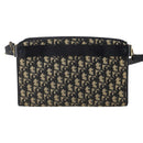 Christian Dior Trotter Canvas Shoulder Bag Navy Gold Auth bs36975-3