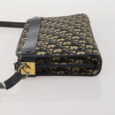 Christian Dior Trotter Canvas Shoulder Bag Navy Gold Auth bs36975-5