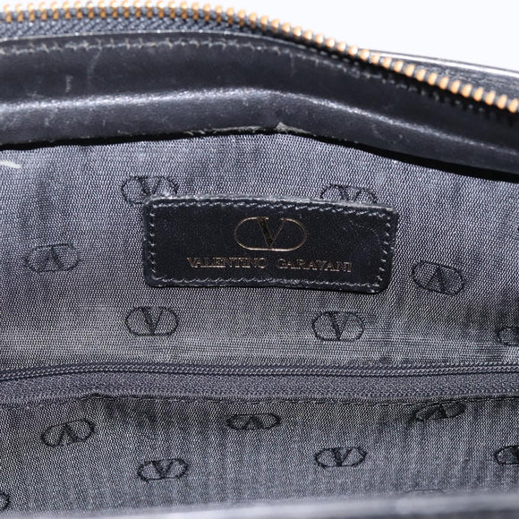 VALENTINO Hand Bag Leather Black Gold Auth bs36997